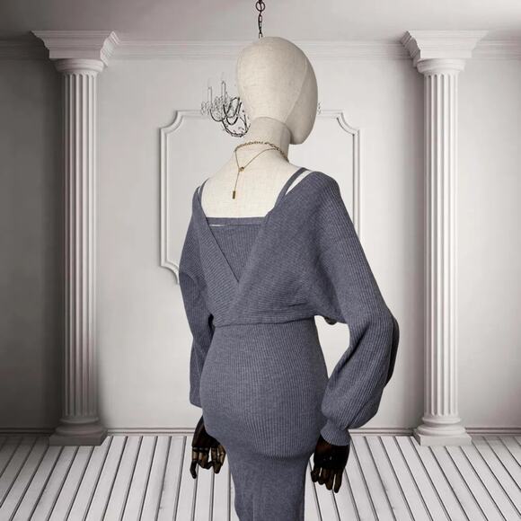 Pre-loved Women's Knitted 2-in-1 Mini Dress (One Size) - Picture 3 of 4